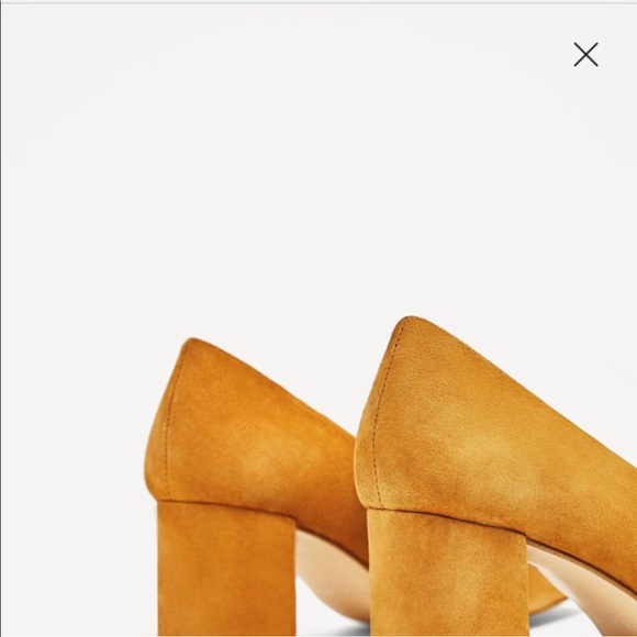 NWOB Zara Mustard Yellow Stacked Open Toe Shoes - Picture 3 of 4